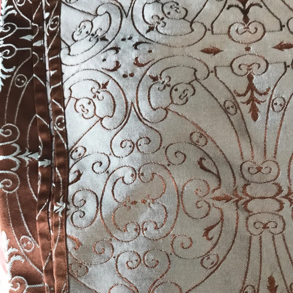 Brown and Blue Patterned shower curtain